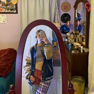 Vintage Oversized Varsity Jean Jacket